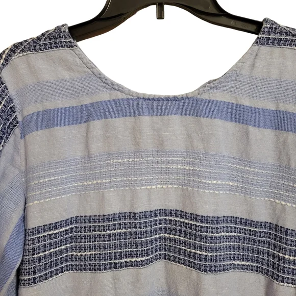 Cloth & Stone Linen Blend Blue Striped Boxy Top - Picture 4 of 9
